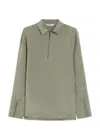 Max Mara Stretch Silk Cady Blouse In Green