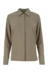 Max Mara Silk Candia Shirt Back Yoke In Greenkaki
