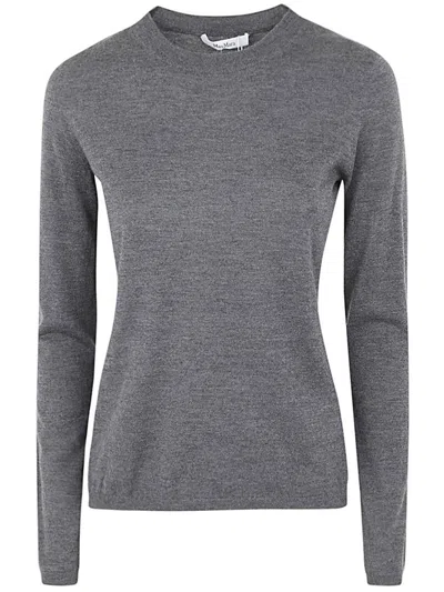 Max Mara Long-sleeved Fitted Top Clothing In Gray