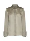 Max Mara Sfilata Nola Silk Shirt In Kaki Scuro
