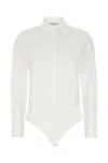 Max Mara Collared Bodysuit With Cuffed Long Sleeves In Optical White