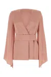 Max Mara Satin Blouse With Belted Waist And Textured Fabric In Pink
