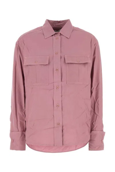 Max Mara Silk Shirt With Buttoned Cuffs In Pink