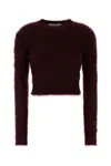 Max Mara Mohair Blend Cropped Sweater With Long Sleeves In Burgundy