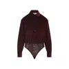 Max Mara Long Sleeve Collared Sheer Bottom Shirt In Black