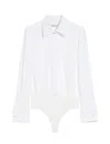 Max Mara Angora1234 Bodysuit Collared Shirt With Long Sleeves In White