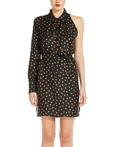 Max Mara Shock Fit One Sleeve Silk Dress In Black