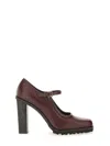Max Mara Mary Janes In Leather In Burgundy