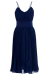 Max Mara Navy Blue Shoesino Pleated Dress In Blue