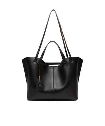 Max Mara Shopper In Nappa Double In Black