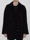 Max Mara Double-breasted Wool Cashmere Coat With Notched Collar In Black