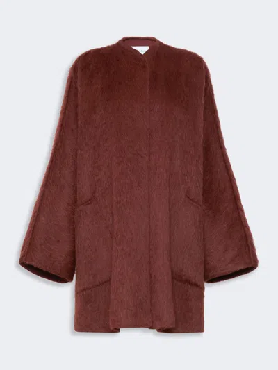 Max Mara Short Alpaca And Wool Coat In Rust
