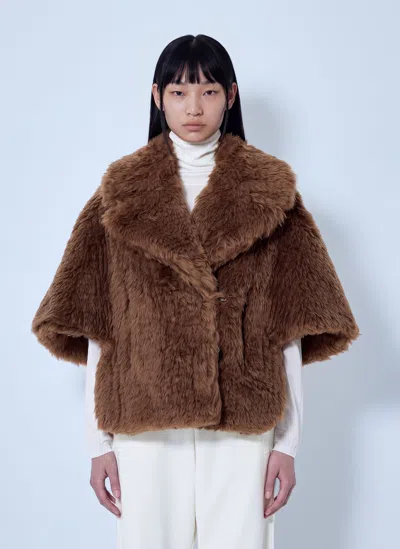 Max Mara Short Boxy Cape In Brown