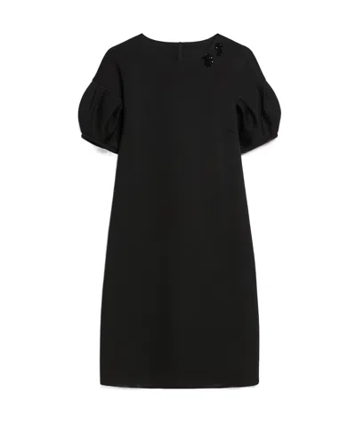 Max Mara Short Bubble Sleeve Dress In Black