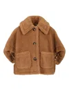 Max Mara Short Cape In Teddy Fabric Scarves And Foulards Beige In Brown