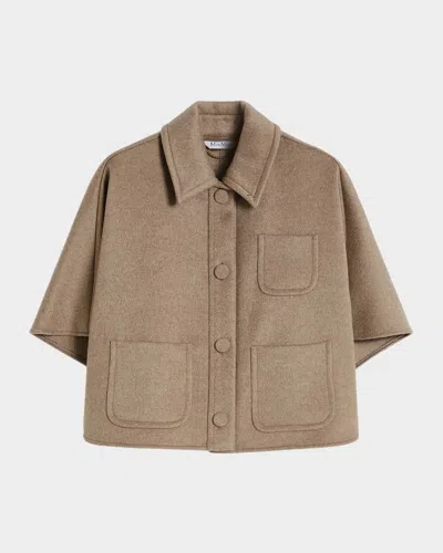Max Mara Short Cashmere Cape In Brown