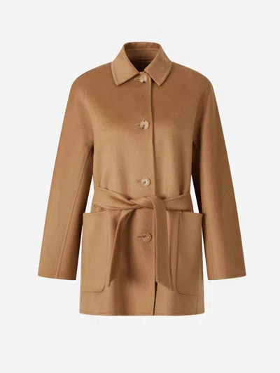 Max Mara Short Cashmere Coat In Brown
