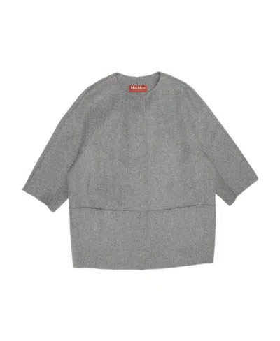 Max Mara Short Casual Jacket With Round Neck In Gray