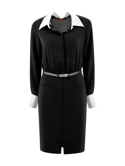 Max Mara Short Chemisier Dress In Nero