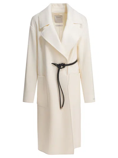Max Mara Short Classic Wool Coat With Design In Neutral
