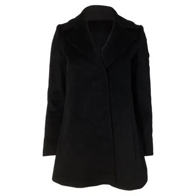 Max Mara Short Coat In Black Camel Hair