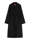 Max Mara Cles Virgin Wool Blend Belted Coat In Negro