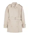 Max Mara Short Double Breasted Duster Coat Belt In Neutral