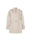 Max Mara Short Double Breasted Duster Coat Belt In Neutral