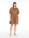 Max Mara Short Cotton Poplin Dress In Camel