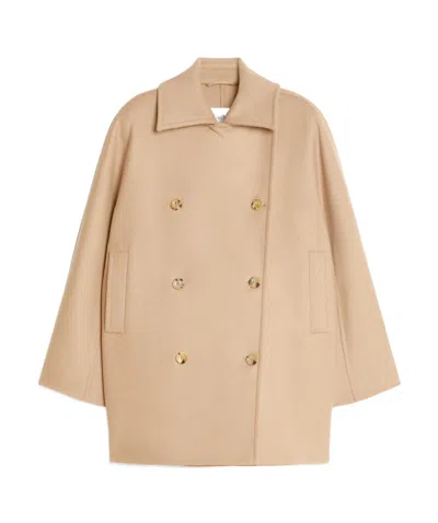 Max Mara Short Double-breasted Coat In Camel