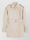 Max Mara Short Double Breasted Duster Coat Belt In Neutral