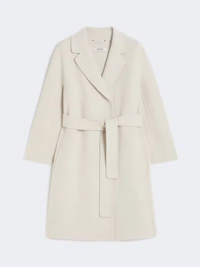 Max Mara Short Double-faced Wool Coat In White