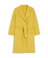 Max Mara Short Wool Coat With Kimono And Raglan Sleeves In Yellow