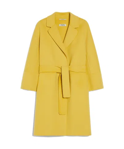 Max Mara Short Double-sided Wool Coat In Yellow