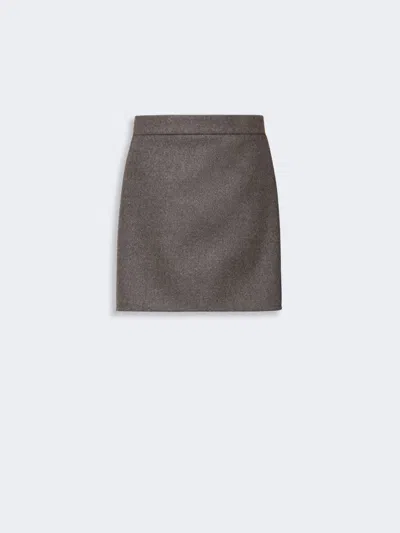 Max Mara Short Double Wool Skirt In Brown Grey