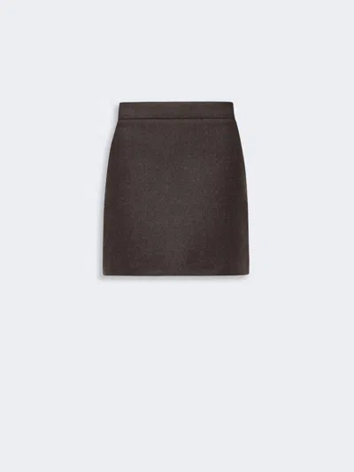 Max Mara Short Double Wool Skirt In Mud
