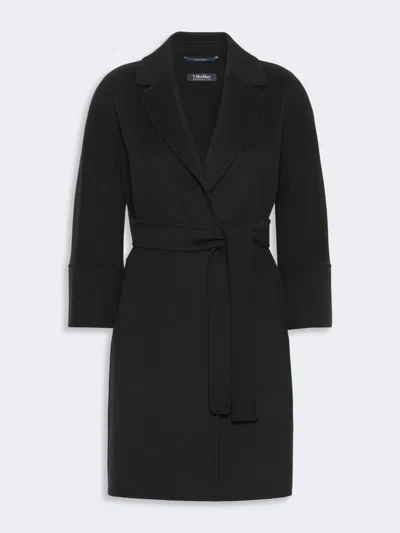 Max Mara Short Double-faced Wool Coat In Black