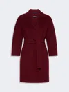 Max Mara Short Double-faced Wool Coat In Burgundy