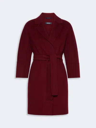 Max Mara Short Double-faced Wool Coat In Burgundy