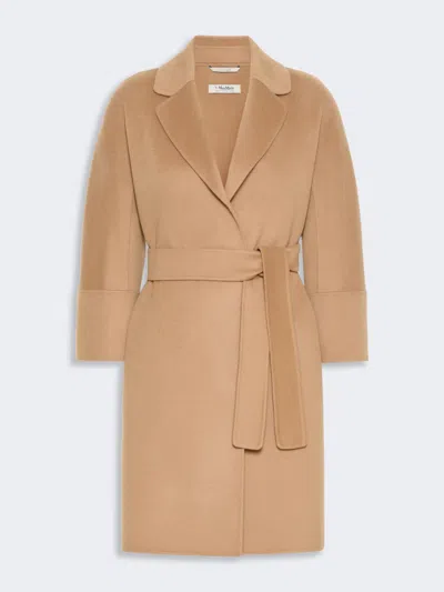 Max Mara Short Double-faced Wool Coat In Camel