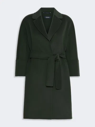 Max Mara Short Double-faced Wool Coat In Green