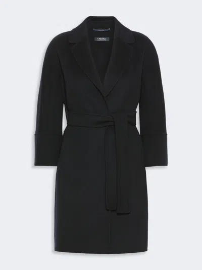 Max Mara Short Double-faced Wool Coat In Midnightblue