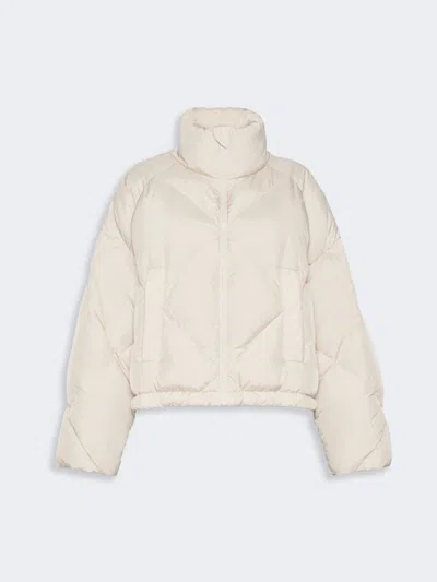 Max Mara Short Down Jacket In Technical Plain-weave Fabric In Ivory