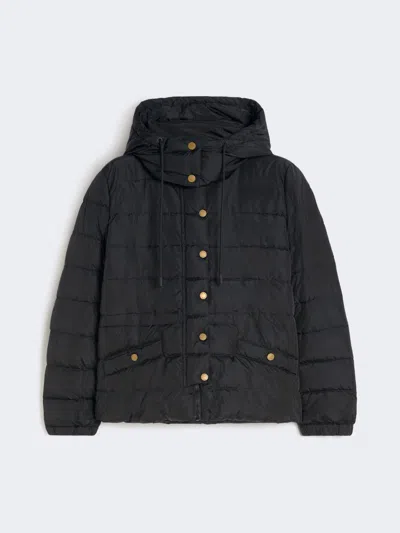 Max Mara Short Down Jacket In Water-repellent Taffeta In Black