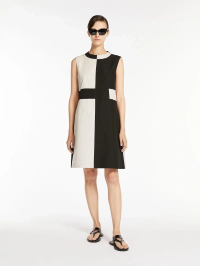 Max Mara Short Dress In Cotton Faille In Black