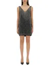 Max Mara V-neck Sleeveless Mini Dress Rita In Gray
