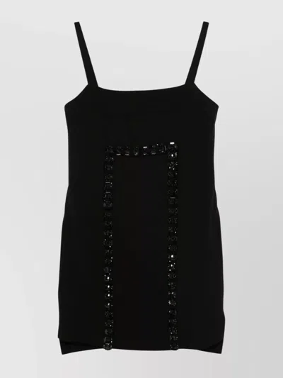 MAX MARA SHORT DRESS WITH CRYSTAL EMBELLISHMENT AND SQUARE NECK