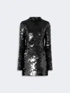 Max Mara Short Dress With Nuanced Sequin Detail In Black