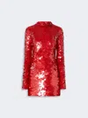 Max Mara Short Dress With Nuanced Sequin Detail In Red
