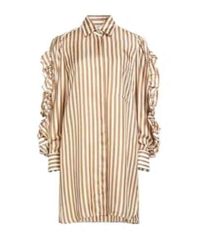 Max Mara Woman Mini Dress Camel Size 4 Silk In Multi
